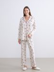 LCW DREAM Beige Shirt Collar Maternity Pajama Set