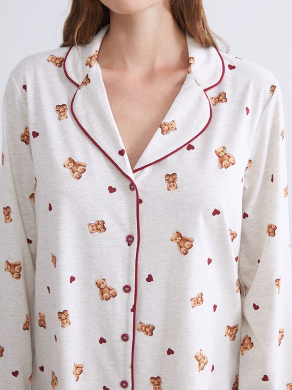 LCW DREAM Beige Shirt Collar Maternity Pajama Set
