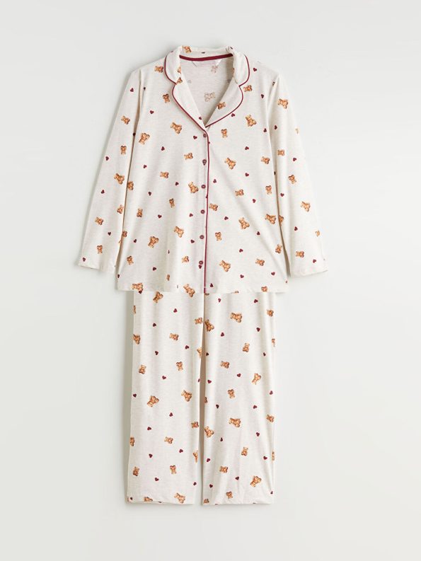 LCW DREAM Beige Shirt Collar Maternity Pajama Set