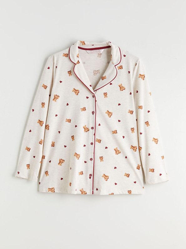 LCW DREAM Beige Shirt Collar Maternity Pajama Set