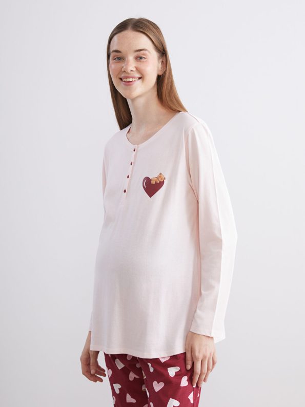 LCW DREAM Red Printed Maternity Pajama Set