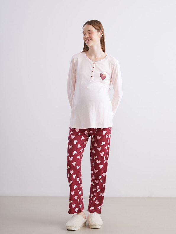 LCW DREAM Red Printed Maternity Pajama Set