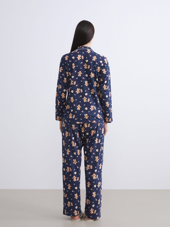 LCW DREAM Navy Printed Collar Maternity Pajama Set