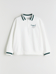 LCW Kids Cream Polo Collar Cinnamoroll Printed Girls Sweatshirt