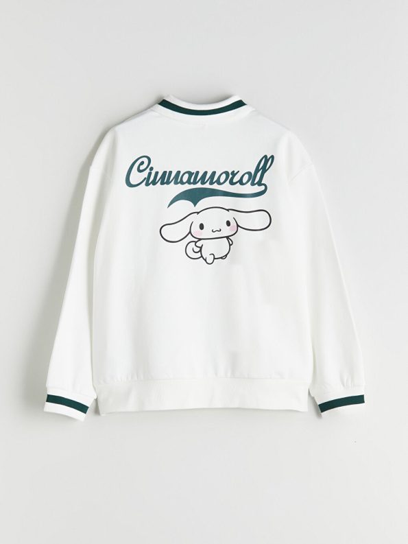 LCW Kids Cream Polo Collar Cinnamoroll Printed Girls Sweatshirt