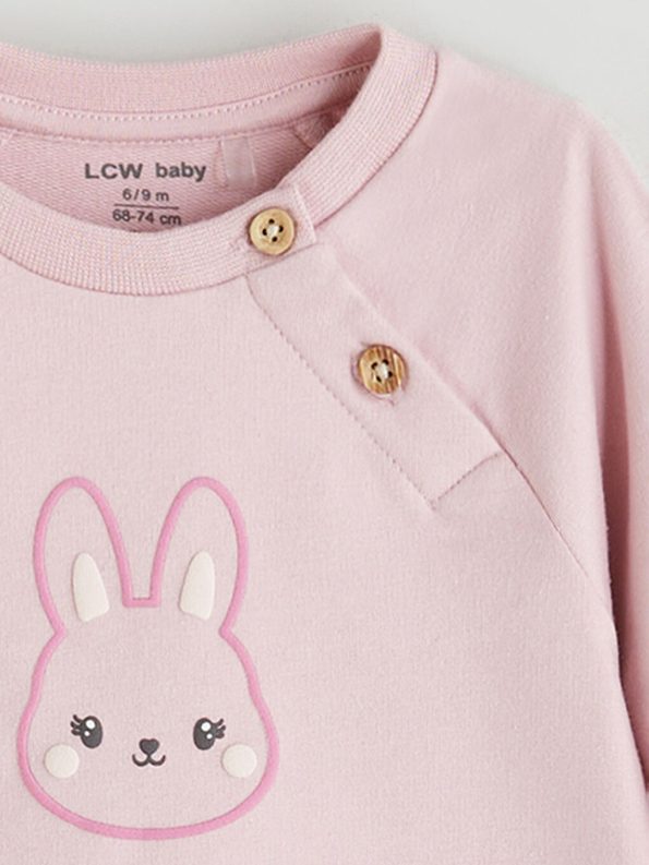 LCW Baby Pink Printed Girl's Pajama Set