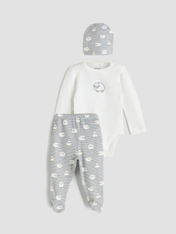LCW Baby Cream Printed Boys' Hospital Set