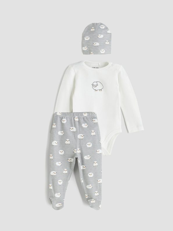 LCW Baby Cream Printed Boys' Hospital Set