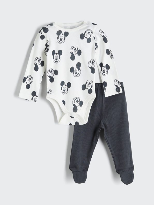 LCW Baby Mickey Mouse Printed Boys Bodysuit and Pants Set