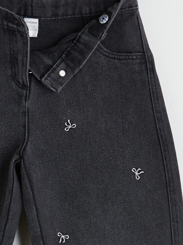 LCW Kids Adjustable Waist Black Girl's Jean Pants