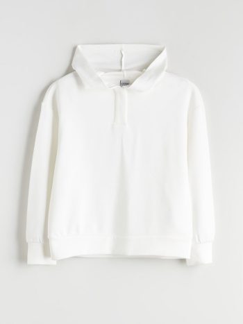 LCW Kids Cream Hooded Sweatshirt for Girls