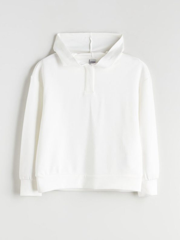 LCW Kids Cream Hooded Sweatshirt for Girls
