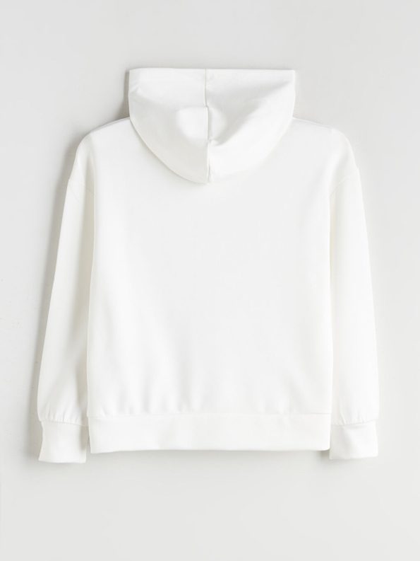 LCW Kids Cream Hooded Sweatshirt for Girls