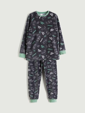 LCW Kids Grey Crew Neck Boys Pajama Set