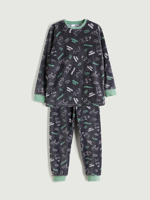LCW Kids Grey Crew Neck Boys Pajama Set