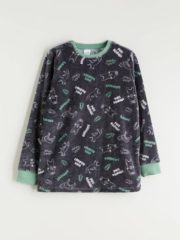 LCW Kids Grey Crew Neck Boys Pajama Set