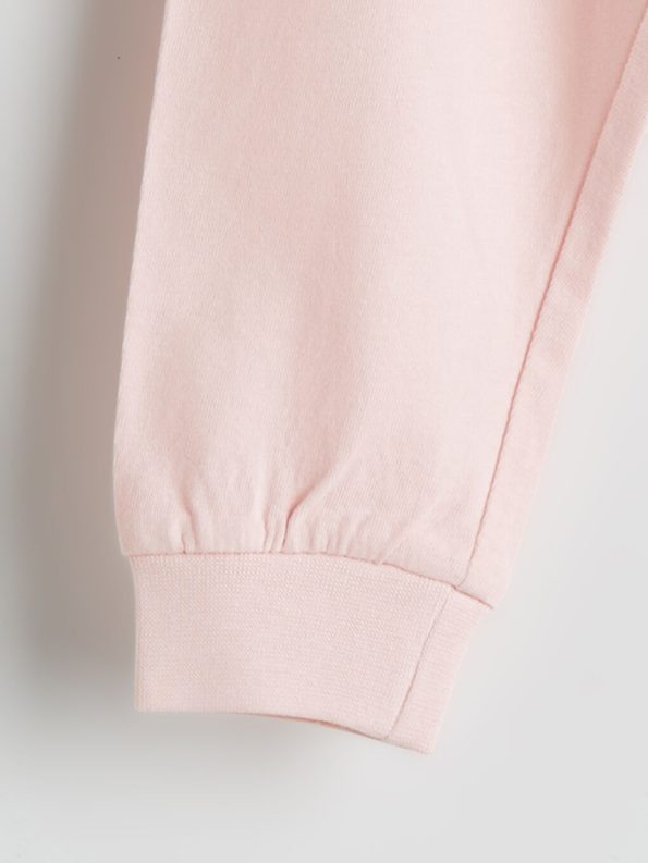 LCW Baby Pink Floral Round Neck Girl's Pajama Set