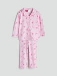 LCW Kids Pink Barbie Printed Shirt Collar Girls Pajama Set
