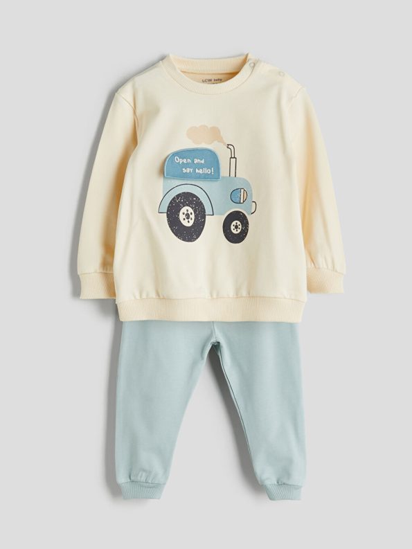Hooded Baby Boy Cardigan and Sweatpants Set
