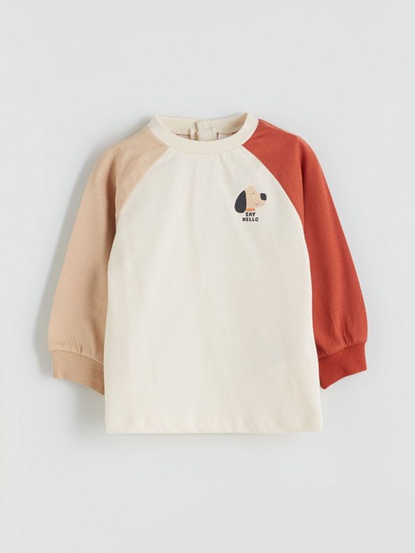 LCW Baby Beige Printed Boys Sweatshirt and Sweatpants Set