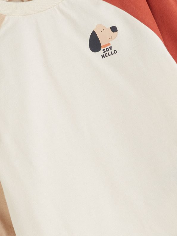 LCW Baby Beige Printed Boys Sweatshirt and Sweatpants Set