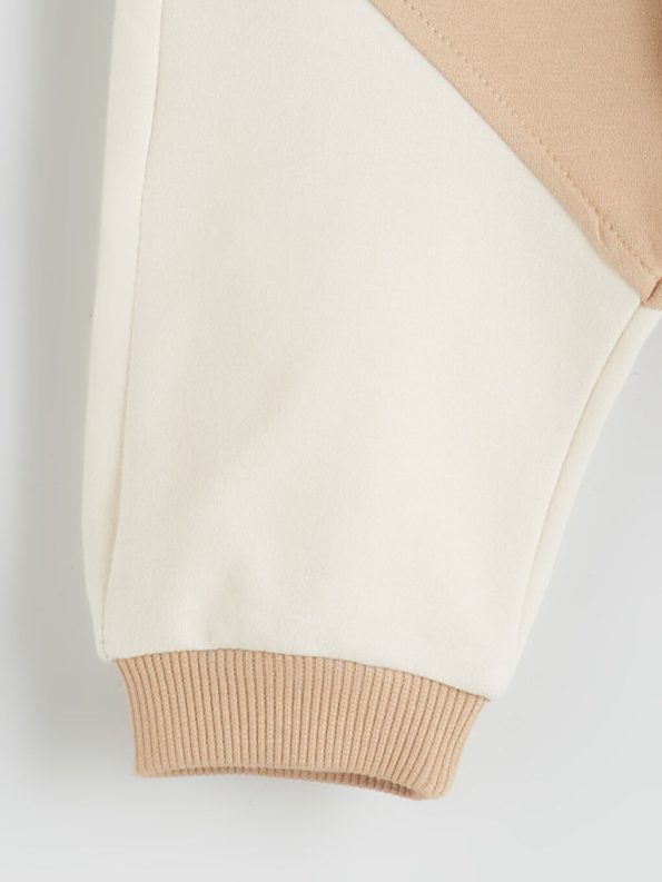LCW Baby Beige Printed Boys Sweatshirt and Sweatpants Set