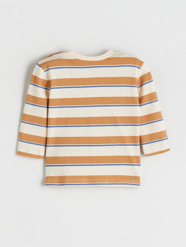 LCW Baby Beige Long Sleeve Striped Boys' T-Shirt and Sweatpants Set