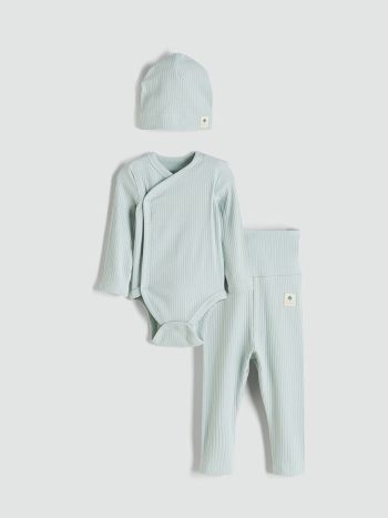 LCW Baby Green Long Sleeve Basic Boys' 3-Piece Set