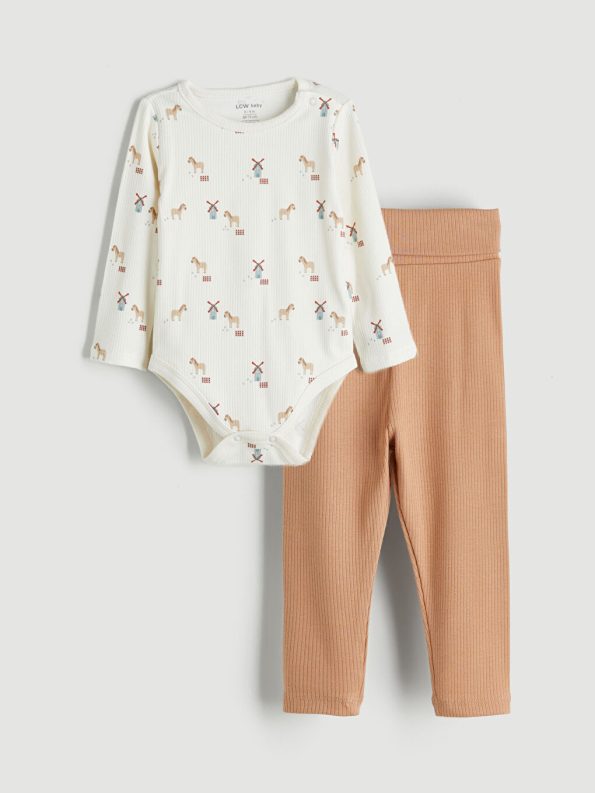 LCW Baby Cream Round Neck Boys' Outfit