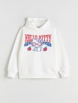 LCW Kids Cream Hooded Hello Kitty Printed Girls Sweatshirt