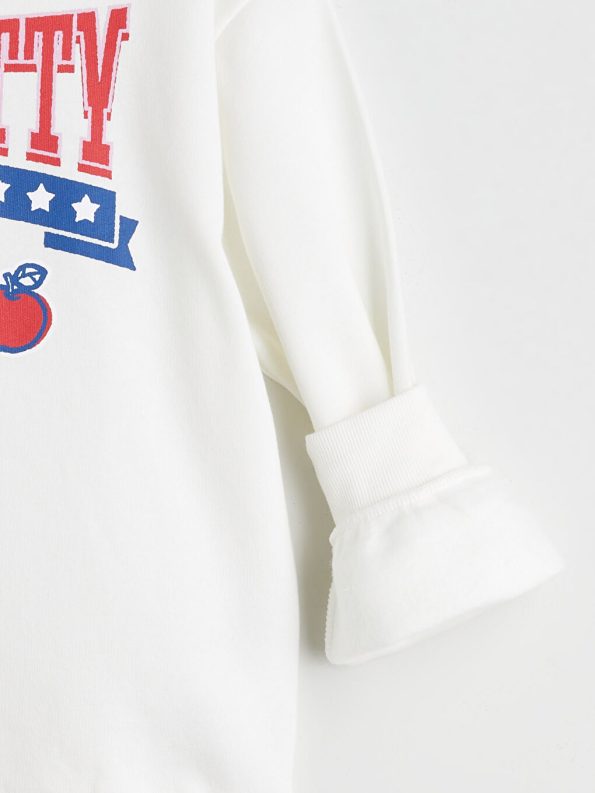 LCW Kids Cream Hooded Hello Kitty Printed Girls Sweatshirt