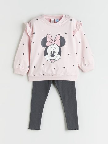 Girls' two-piece set: a Mickey Mouse blouse and leggings.