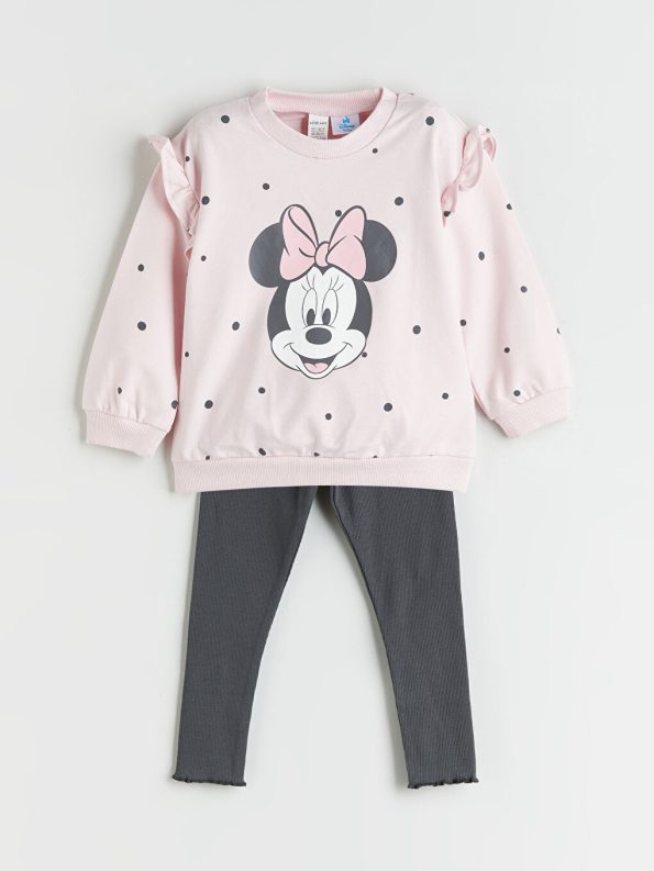 Girls' two-piece set: a Mickey Mouse blouse and leggings.