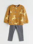 LCW Baby Brown Lion King Printed Boys Sweatshirt and Pants Set