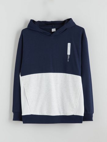 LCW Kids Navy Blue Hooded Sweatshirt for Boys