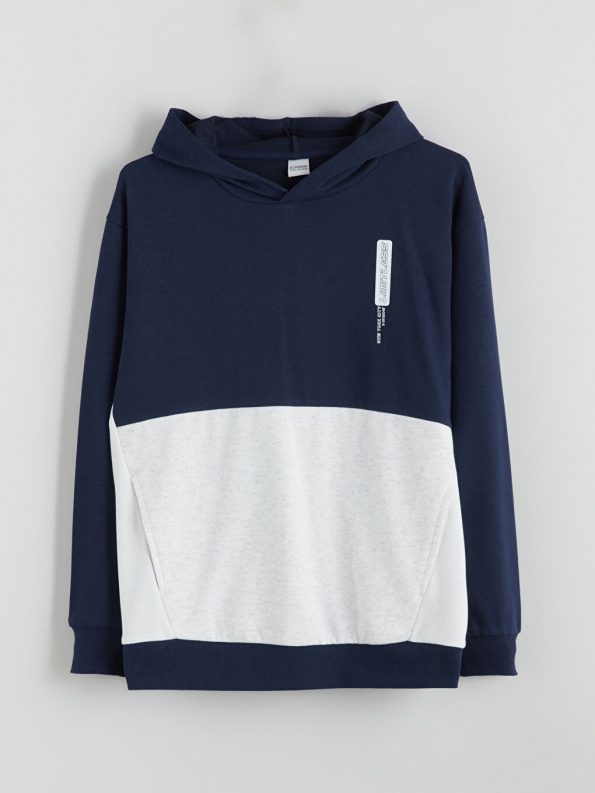 LCW Kids Navy Blue Hooded Sweatshirt for Boys