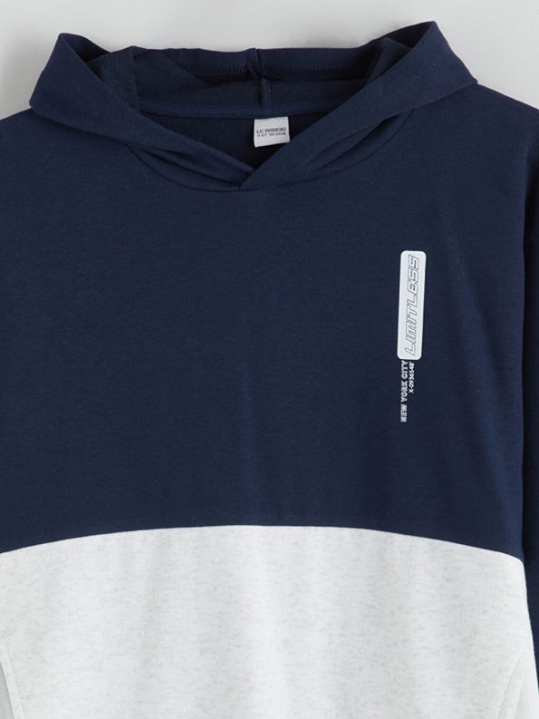 LCW Kids Navy Blue Hooded Sweatshirt for Boys