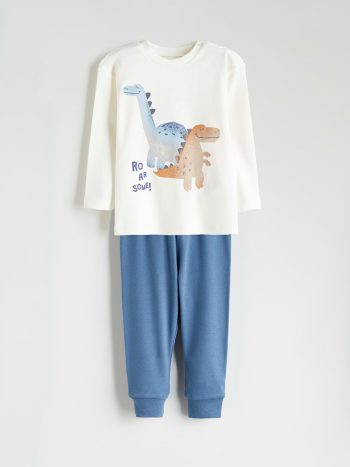 Beige Crew Neck Baby Boy Pajama Set