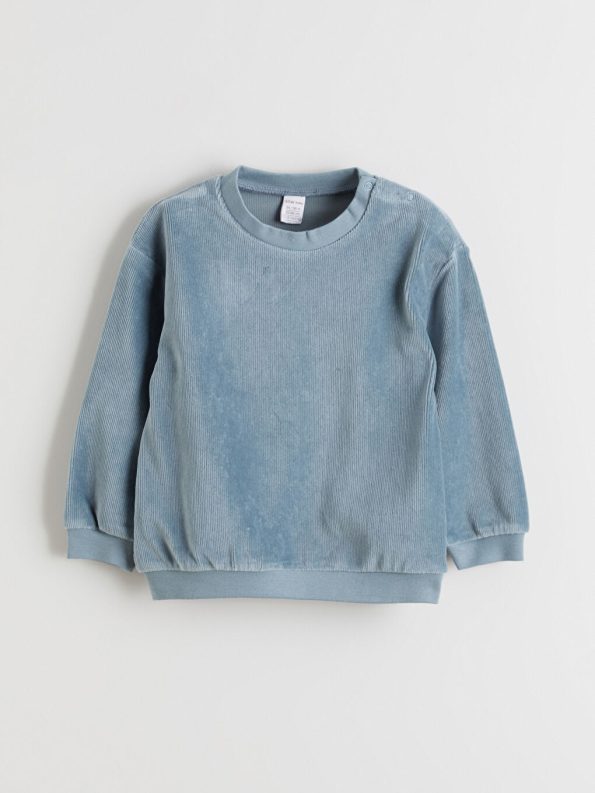 LCW Baby Green Velvet Crew Neck Sweatshirt and Jogger Pants Set for Boys
