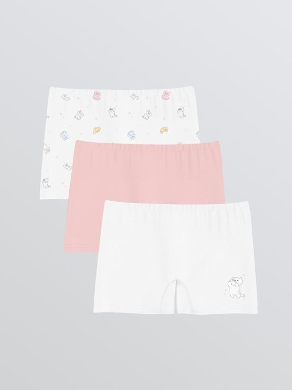 Teddy Bear Print Girls' Underwear Set of 3