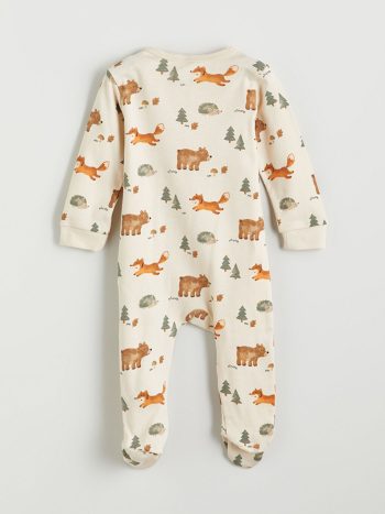 LCW Baby Cream Crew Neck Boys' Baby Bodysuit Set