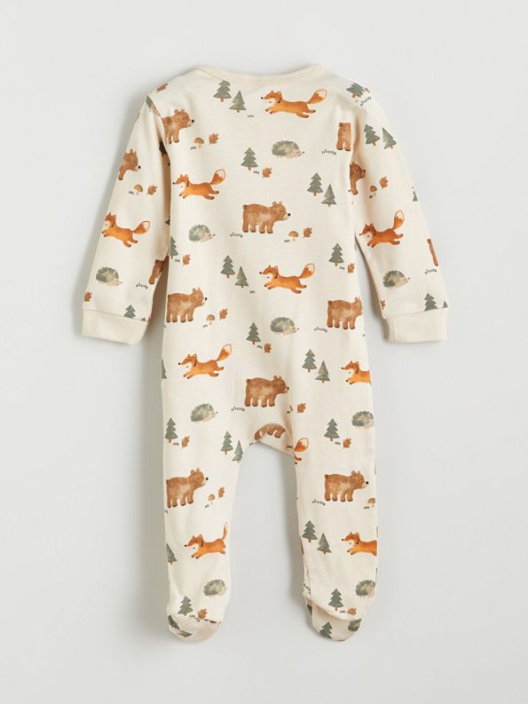 LCW Baby Cream Crew Neck Boys' Baby Bodysuit Set