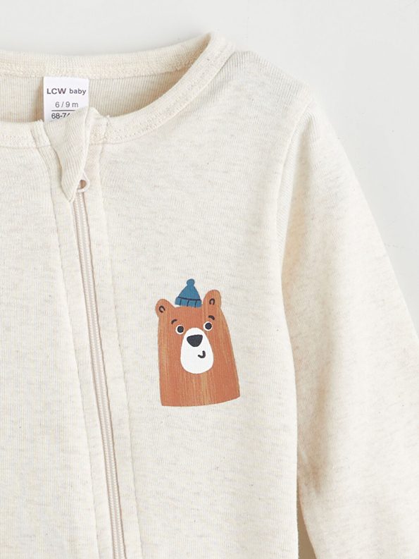 LCW Baby Cream Crew Neck Boys' Baby Bodysuit Set