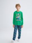 LCW Kids Green Minecraft Printed Boys Pajama Set