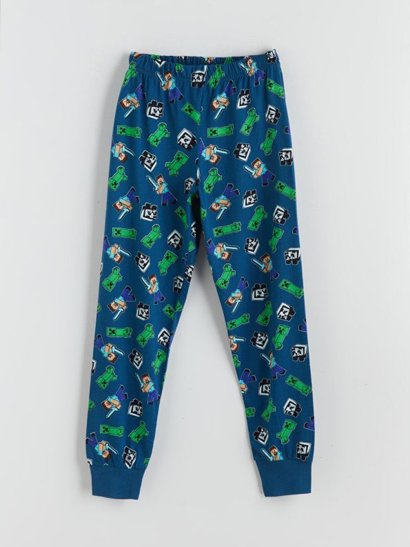 LCW Kids Green Minecraft Printed Boys Pajama Set