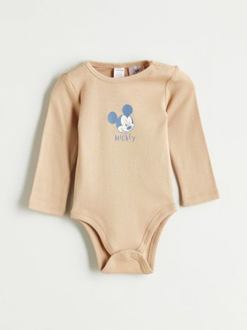 LC WAIKIKI Beige Mickey Mouse Licensed Baby Boy Bodysuit Set