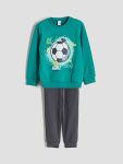 LCW Kids Turquoise Printed Crew Neck Sweatshirt and Jogger Set