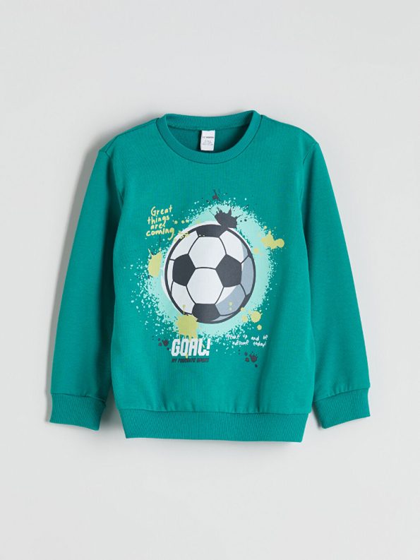 LCW Kids Turquoise Printed Crew Neck Sweatshirt and Jogger Set