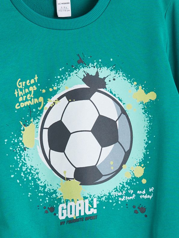 LCW Kids Turquoise Printed Crew Neck Sweatshirt and Jogger Set
