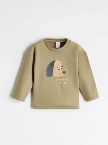 LC WAIKIKI Haki Printed Boys' Baby Sweatshirt and Pants Set